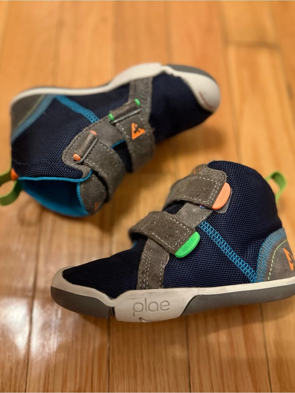 PLAE Navy and Gray Kids' Sneakers with Bright Accent Tabs